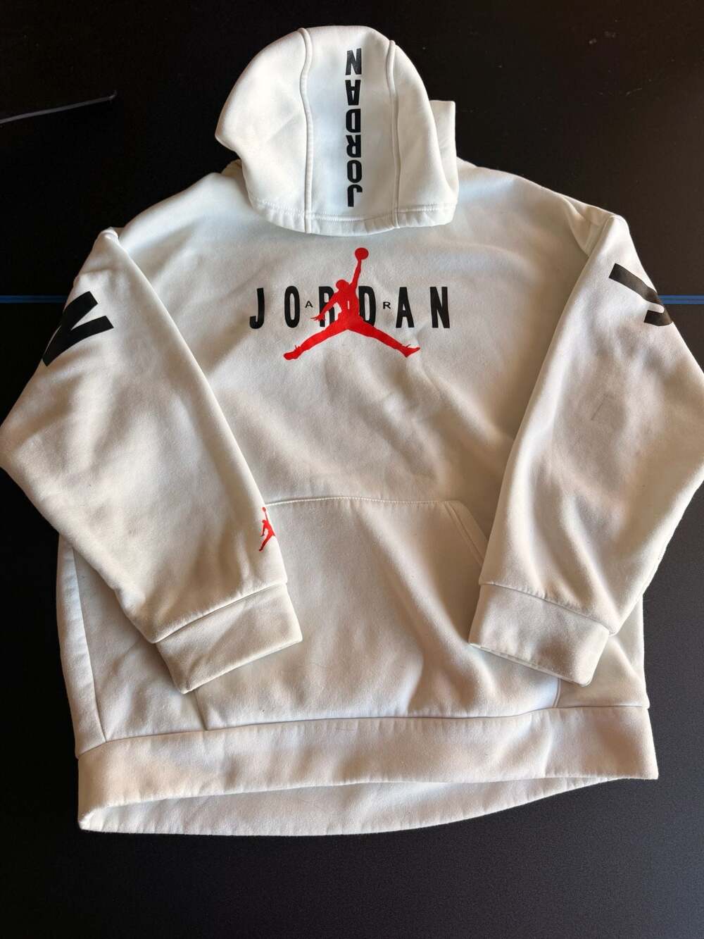 Jordan Boys Arch Logo Jumpman Fleece Hoodie White
